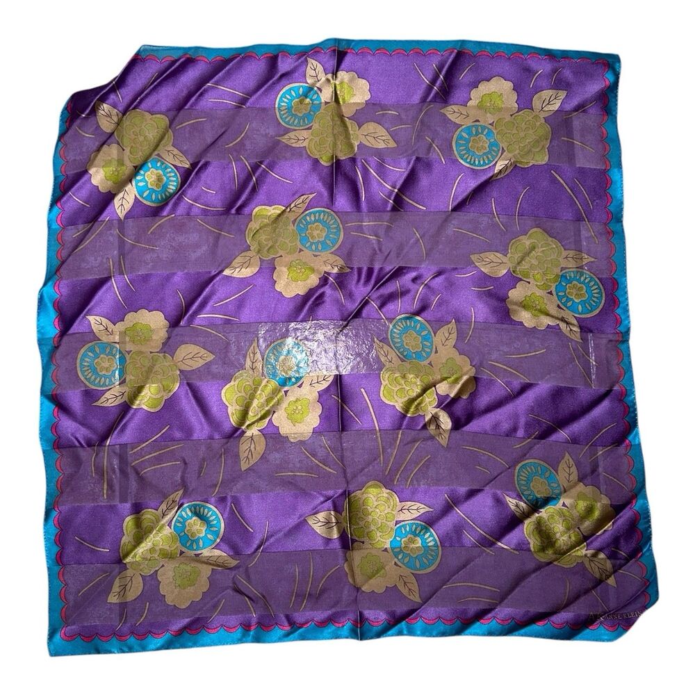 Anne Klein Purple Scarf 21” X 21” Silk Square Unisex